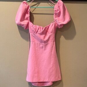 Zara Pink Puff Sleeve Mini Dress